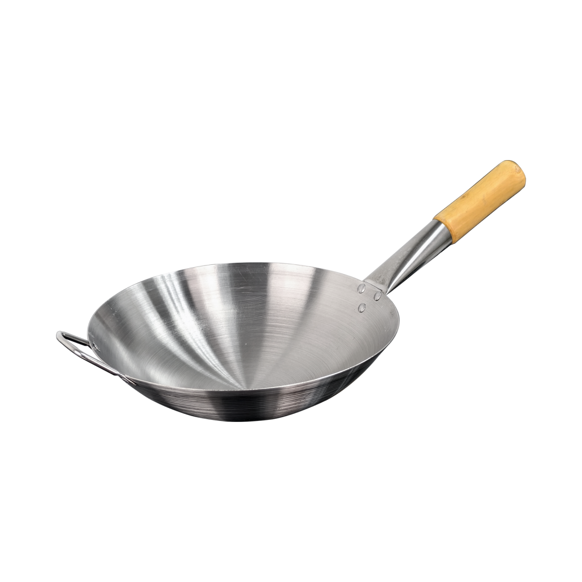 KTL Stainless Steel Wok with Single Wooden Handle - CSWSW