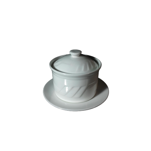 Porcelain Double Boil Bowl With Lid & Saucer - 13C18103
