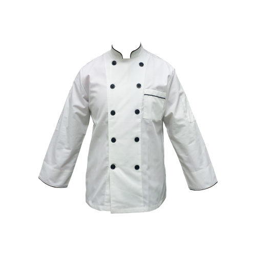 KTL Long Sleeves Chef's Jacket White & Black Trimming - CCJ
