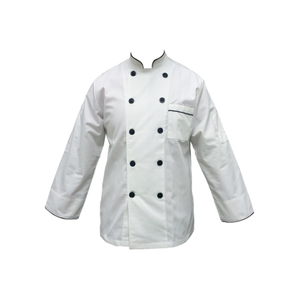 KTL Long Sleeves Chef's Jacket White & Black Trimming - CCJ
