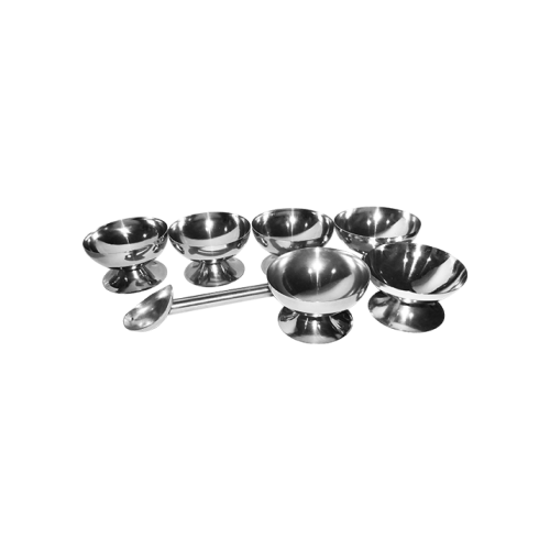 7 Pcs Stainless Steel Ice Cream Cup With Scoop - IIC1