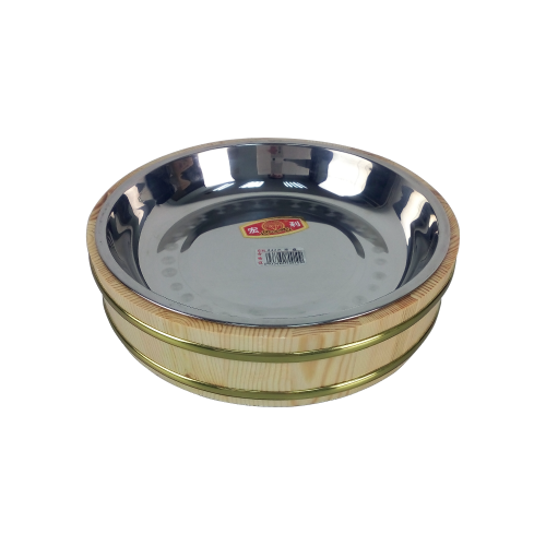 Wooden Bowl with Stainless Steel Plate - TBP026