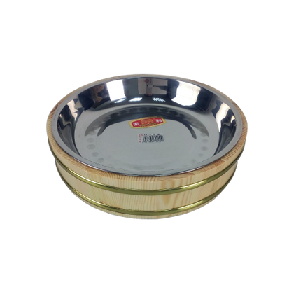 Wooden Bowl with Stainless Steel Plate - TBP026
