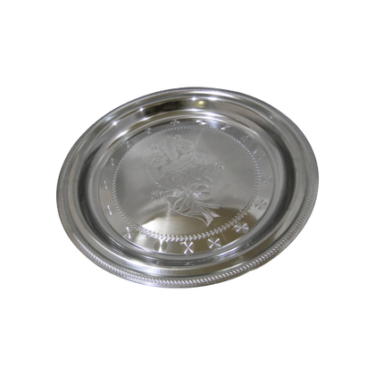 Flower Design Stainless Steel Round Tray - A17B