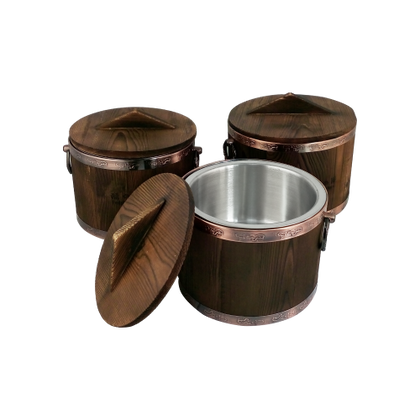 Traditional Wooden Rice Pot with Stainless Steel Bowl - B15306