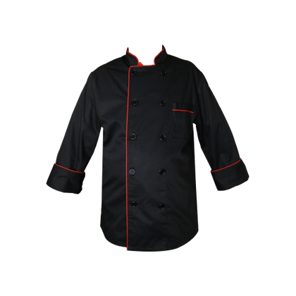 KTL Long Sleeves Chef's Jacket Black & Red Trimming - CCJ