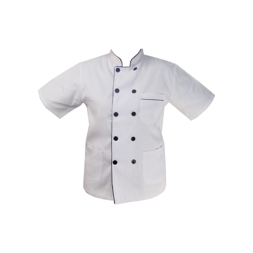 KTL Short Sleeves Chef's Jacket White & Black Trimming - CJM