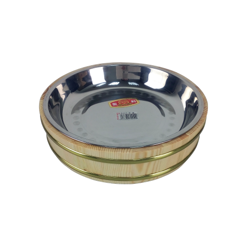 Wooden Bowl With Stainless Steel Plate - TBP026